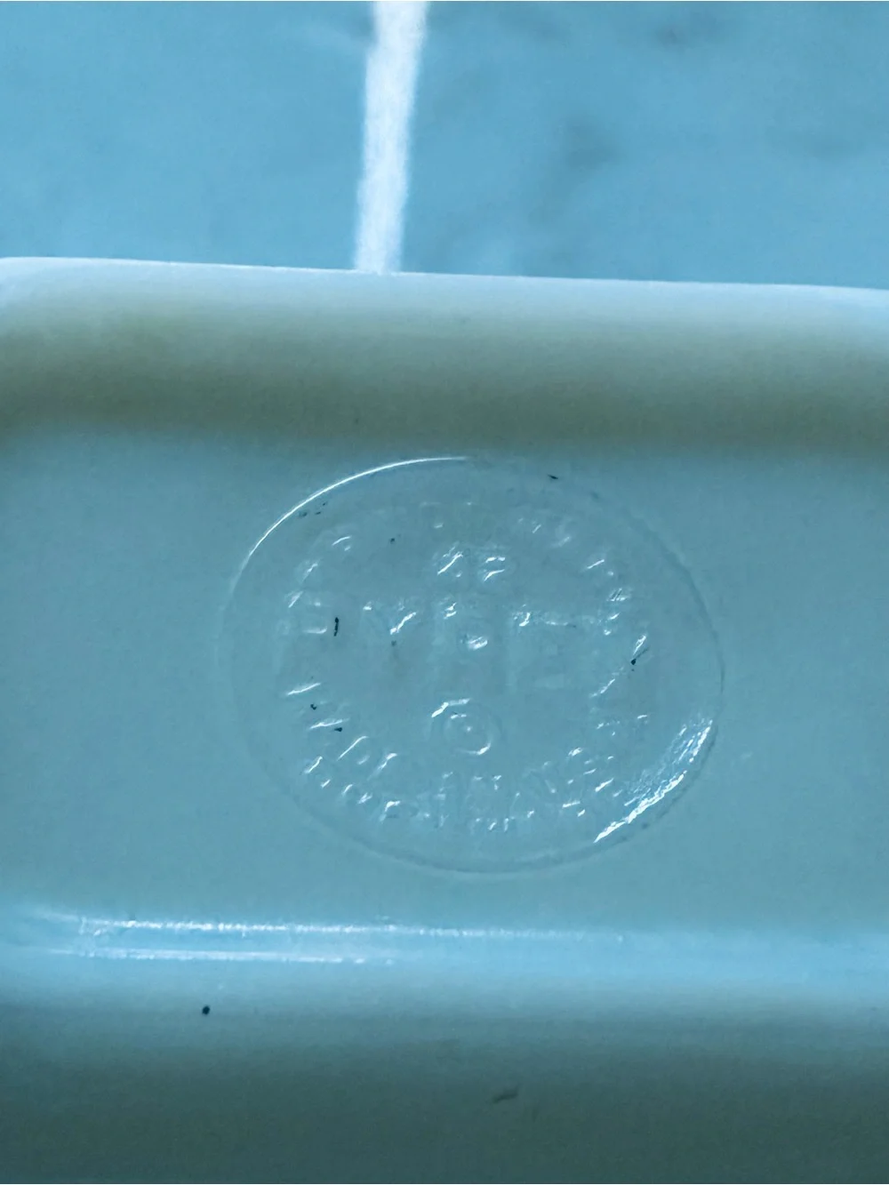 Pyrex White Milk Glass Covered 1 cup  with Teal Rooster Design